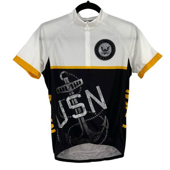 PRIMAL USN US Navy Cycling Jersey Mens Size Small Black White Yellow - Picture 1 of 10